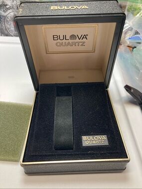 Vintage Bulova Black presentation box with insert, Gold tone Accents